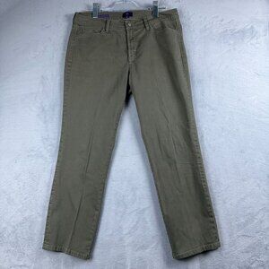 NYDJ Women's Dayla Wide Cuff Capri Jeans Pants Cotton Deep Depth Green Size 12